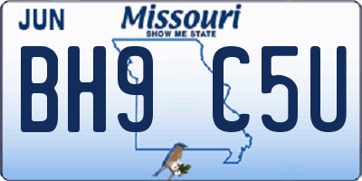 MO license plate BH9C5U