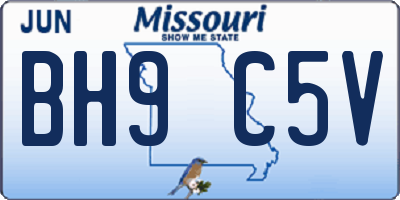 MO license plate BH9C5V