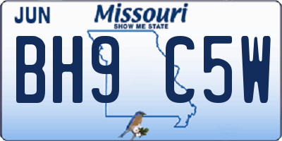 MO license plate BH9C5W