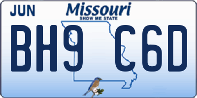 MO license plate BH9C6D
