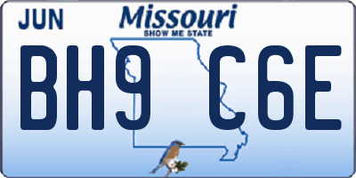 MO license plate BH9C6E