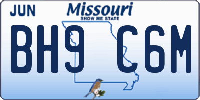MO license plate BH9C6M