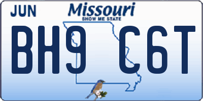 MO license plate BH9C6T