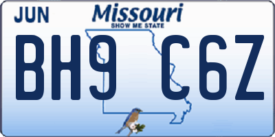 MO license plate BH9C6Z