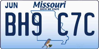 MO license plate BH9C7C