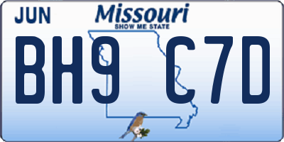 MO license plate BH9C7D