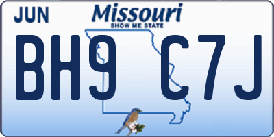 MO license plate BH9C7J