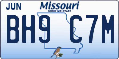 MO license plate BH9C7M