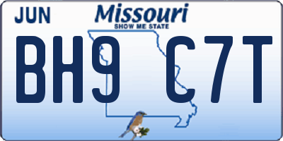 MO license plate BH9C7T