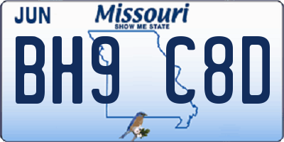 MO license plate BH9C8D