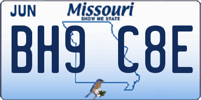 MO license plate BH9C8E