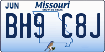 MO license plate BH9C8J