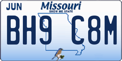 MO license plate BH9C8M