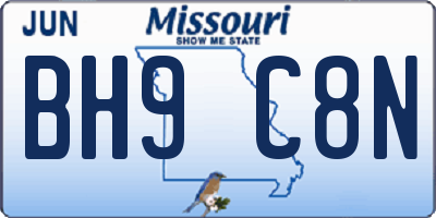 MO license plate BH9C8N