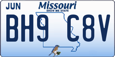 MO license plate BH9C8V