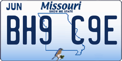 MO license plate BH9C9E