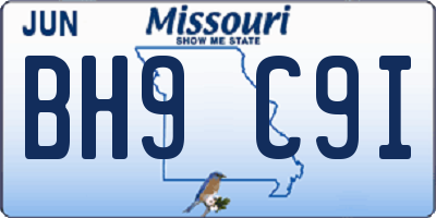MO license plate BH9C9I