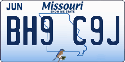 MO license plate BH9C9J