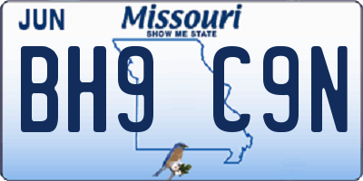 MO license plate BH9C9N