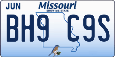MO license plate BH9C9S