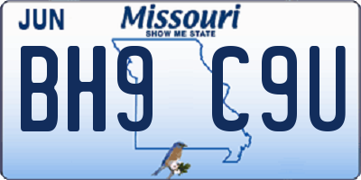 MO license plate BH9C9U