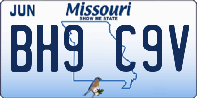 MO license plate BH9C9V