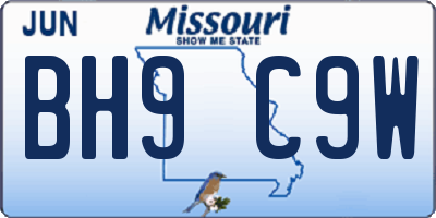 MO license plate BH9C9W