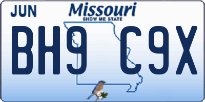 MO license plate BH9C9X