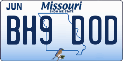 MO license plate BH9D0D