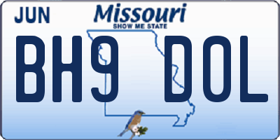 MO license plate BH9D0L
