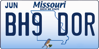 MO license plate BH9D0R