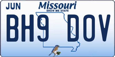 MO license plate BH9D0V