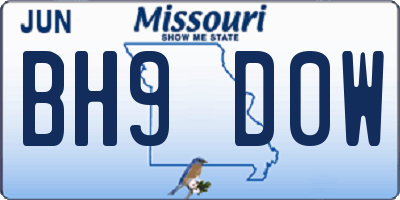 MO license plate BH9D0W