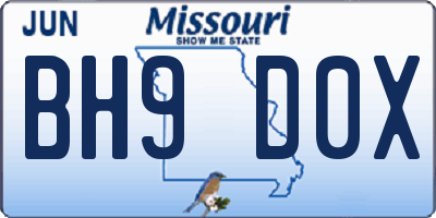 MO license plate BH9D0X