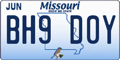 MO license plate BH9D0Y