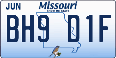 MO license plate BH9D1F