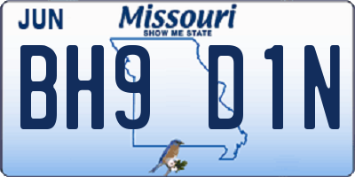 MO license plate BH9D1N