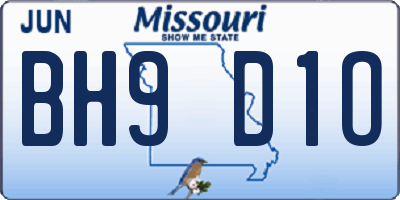MO license plate BH9D1O