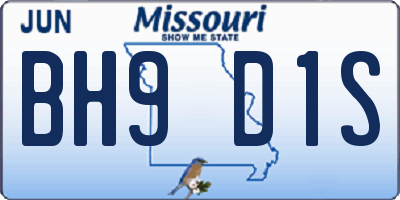 MO license plate BH9D1S