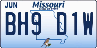 MO license plate BH9D1W
