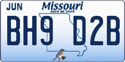 MO license plate BH9D2B