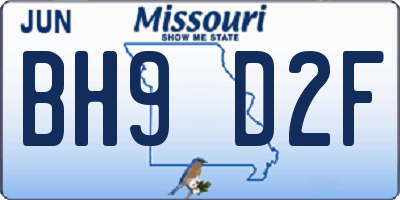 MO license plate BH9D2F