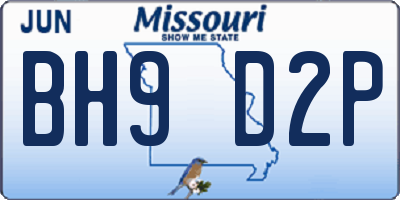 MO license plate BH9D2P
