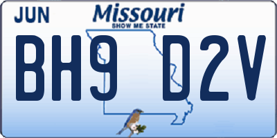 MO license plate BH9D2V