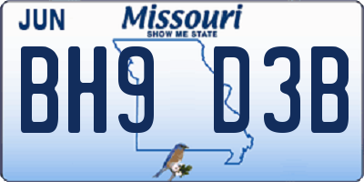 MO license plate BH9D3B