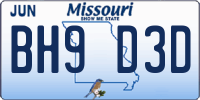 MO license plate BH9D3D