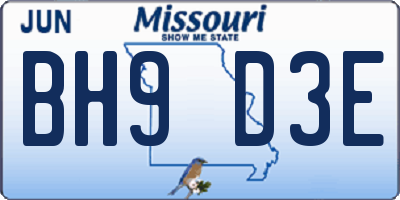 MO license plate BH9D3E
