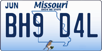 MO license plate BH9D4L