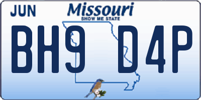 MO license plate BH9D4P