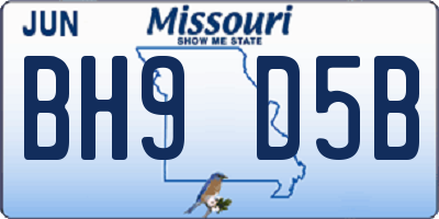 MO license plate BH9D5B